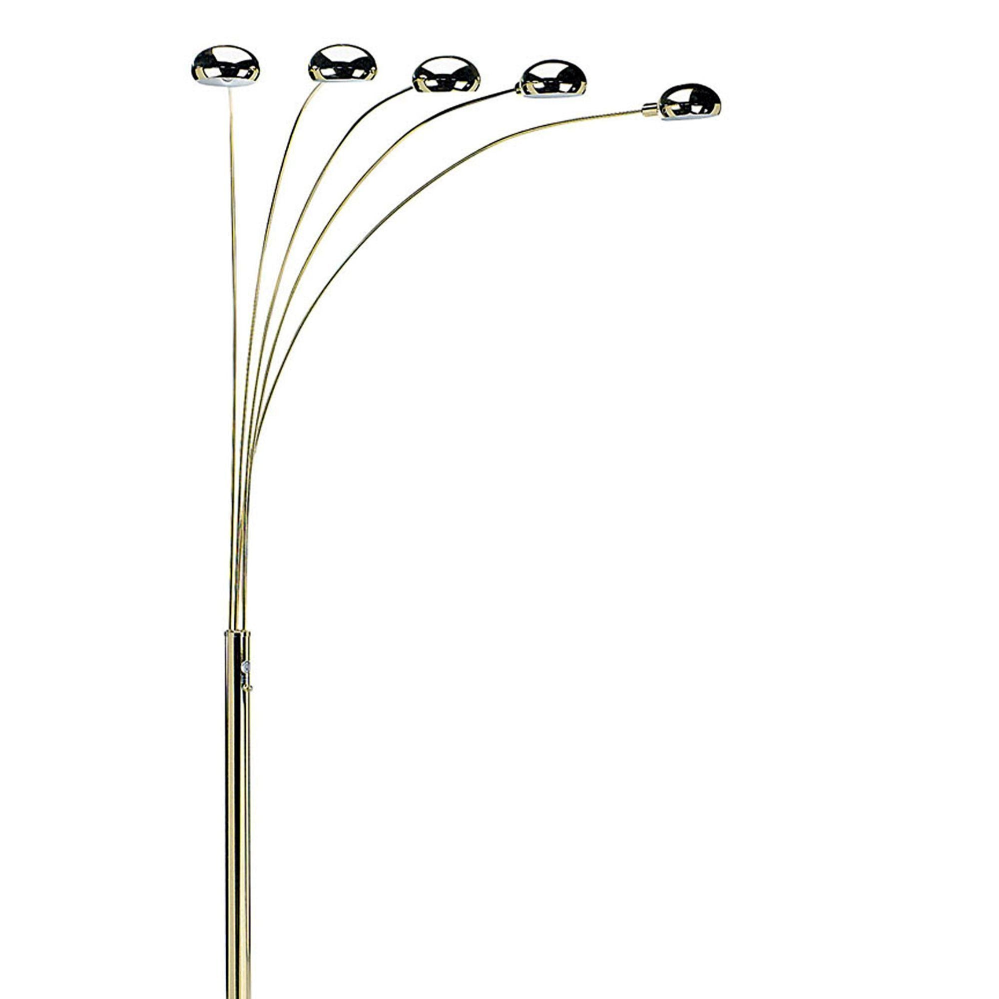 84" Tall Metal Floor Lamp with Polished Brass finish and 5 adjustable Arch Arms