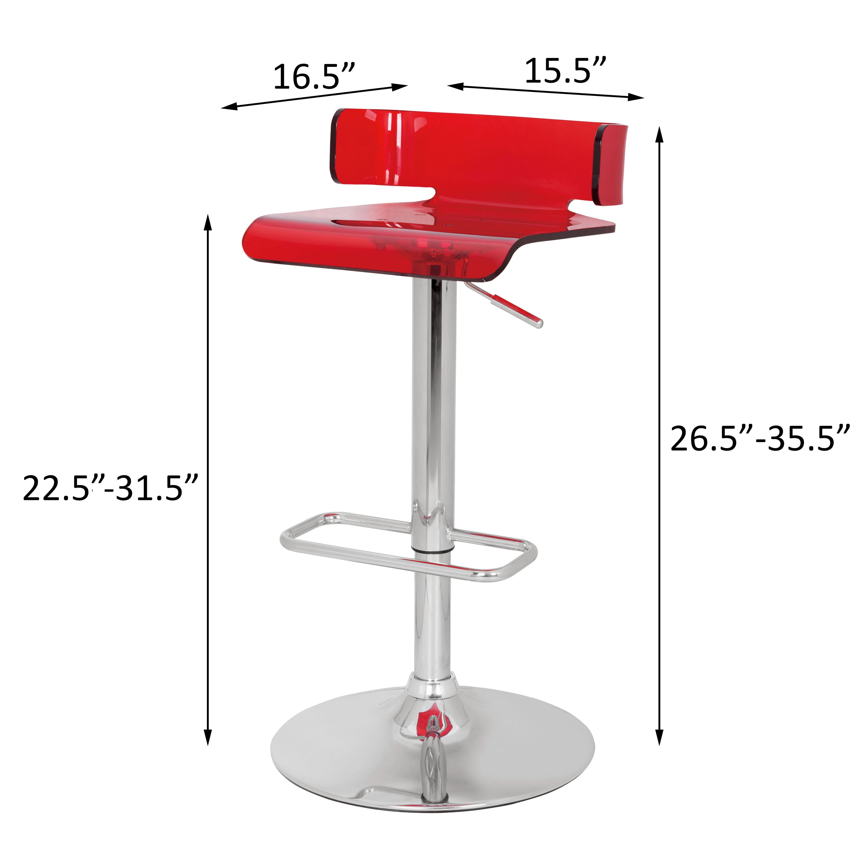 Red and Chrome Adjustable Swivel Stool