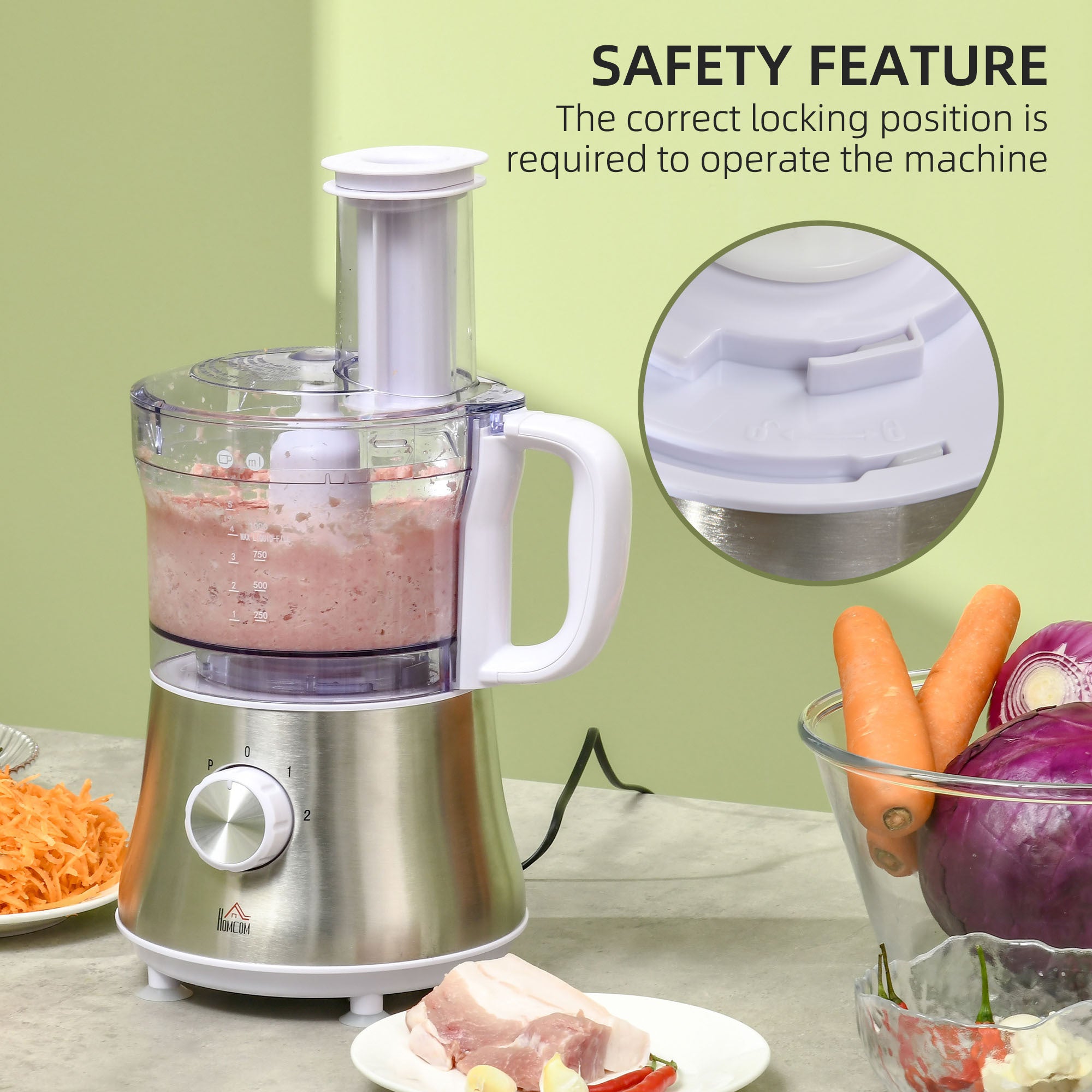 2 in 1 Blender and Food Processor Combo for Chopping, Slicing, Shredding, Mincing and Pureeing for Vegetable, Meat and Nuts, 500W 5-Cup Bowl, 1.5L Blender Jug, 3 Blades and Adjustable Speed