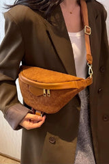 Corduroy Crossbody Bag with Removable Strap