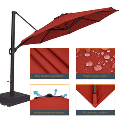 Patio Cantilever Umbrella with Weight Base for Deck, Pool and Backyard - Red