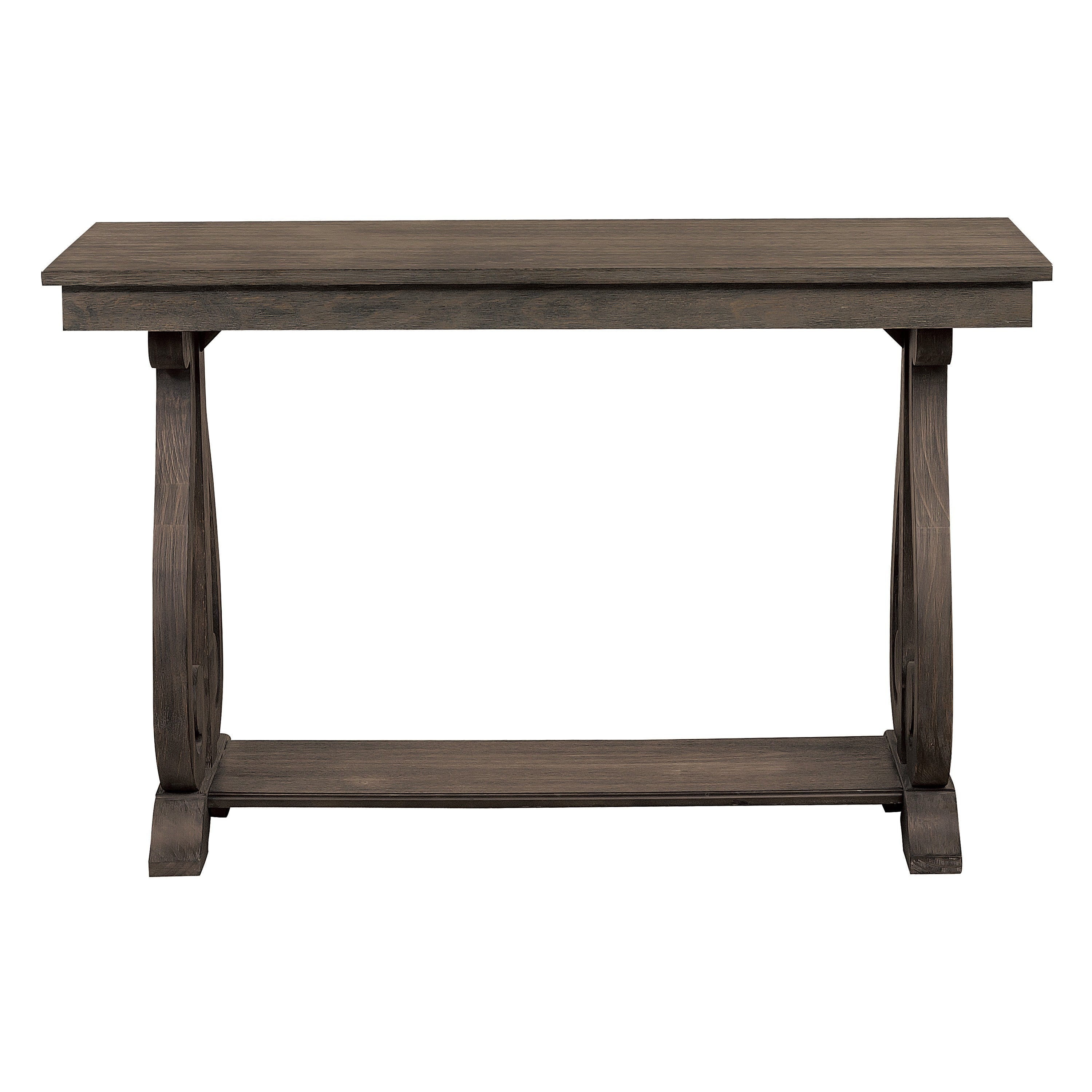 Classic Traditional Sofa Table with Bottom Shelf Dark Oak Finish