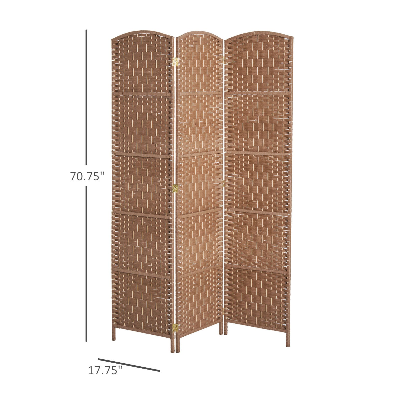 6' Tall Wicker Weave 3 Panel Room Divider Privacy Screen - Natural