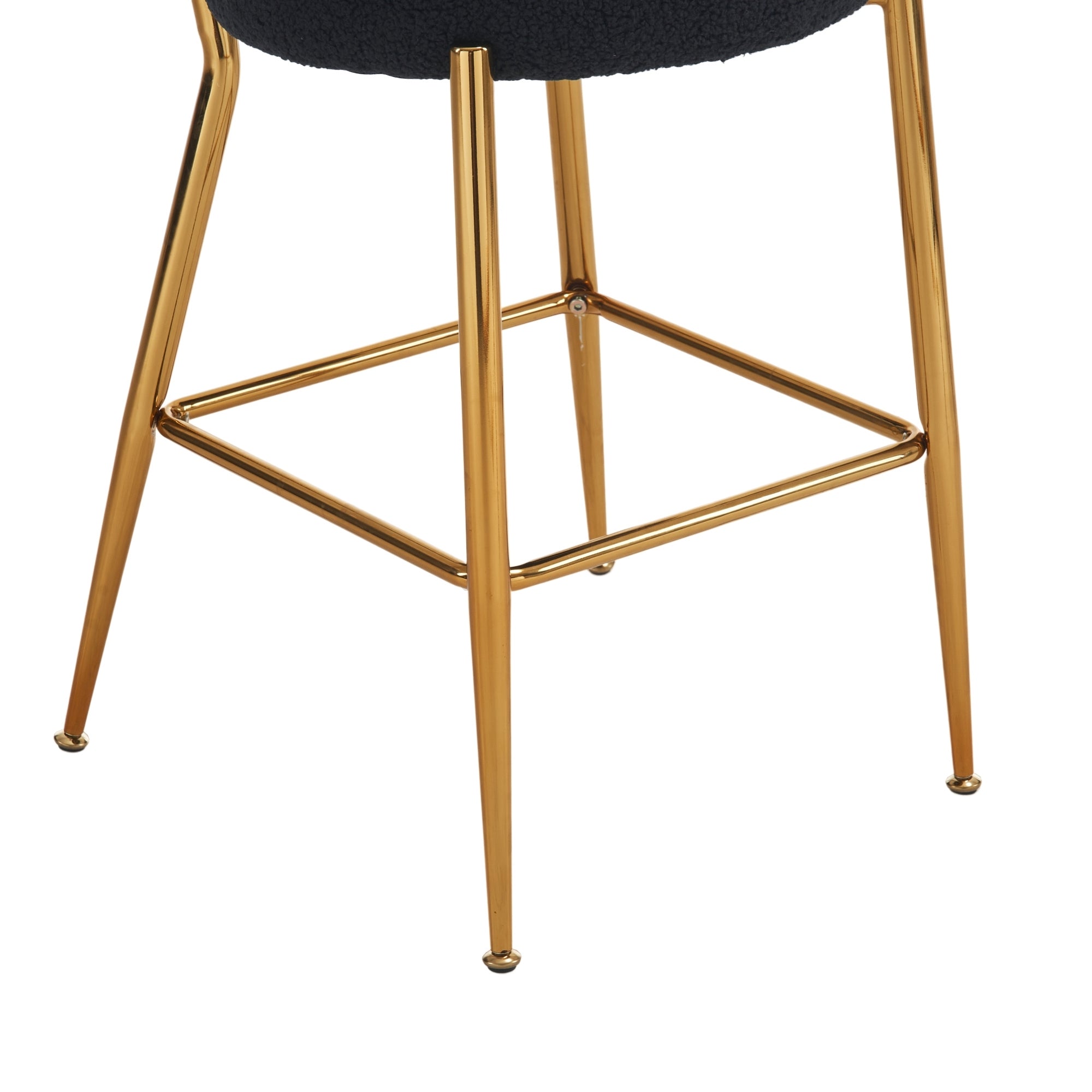 Set of 4 Modern Teddy Fabric Upholstered Bar Stools, Metal base high stool - Black