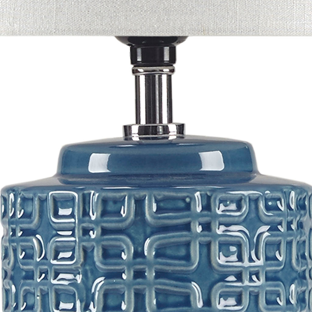 Geometric Ceramic Table Lamp - Blue