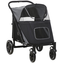 PawHut One-Click Foldable Doggy Stroller for Medium Large Dogs - Gray