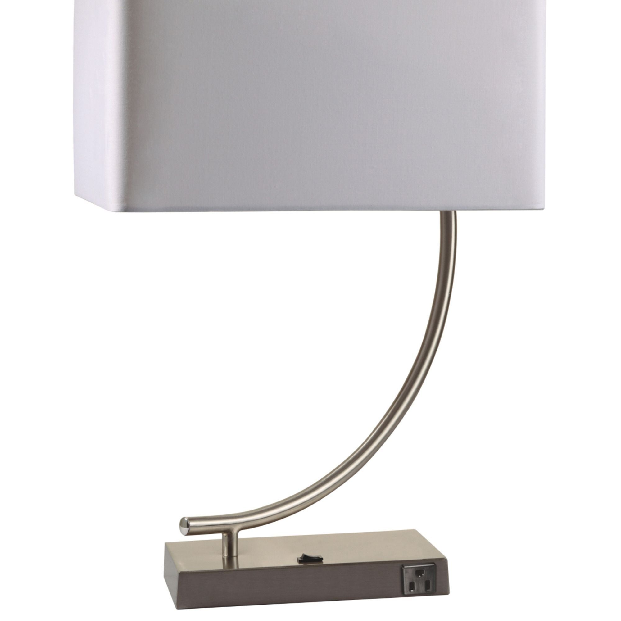 22.5" Tall Metal Table Lamp with Silver finish and Curved design, White Shade