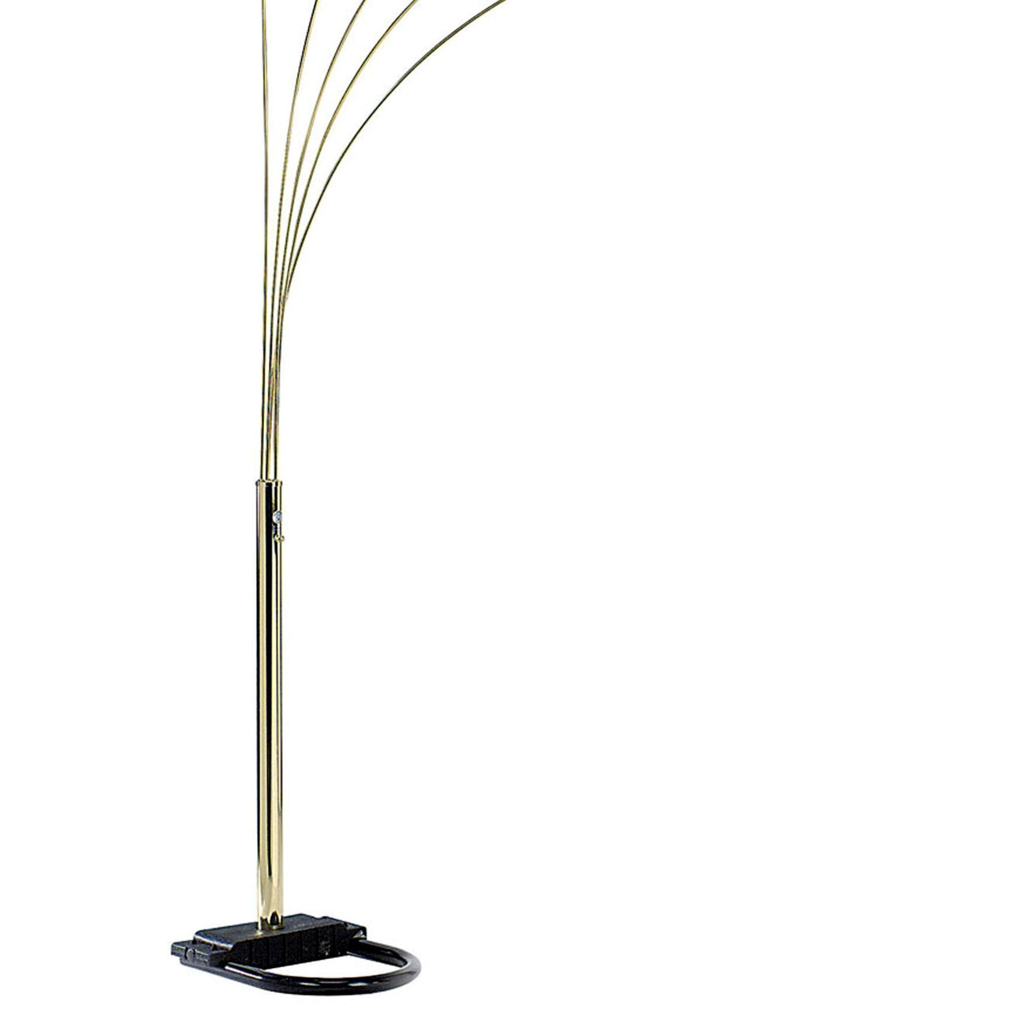 84" Tall Metal Floor Lamp with Polished Brass finish and 5 adjustable Arch Arms