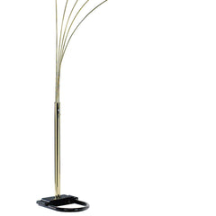 84" Tall Metal Floor Lamp with Polished Brass finish and 5 adjustable Arch Arms