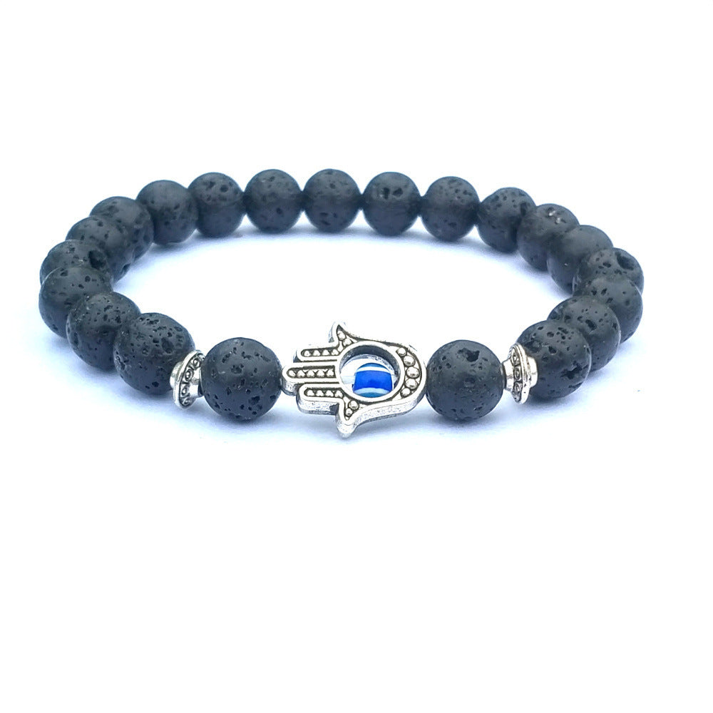 Bergamot Evil Eye Lava Stone Bracelet