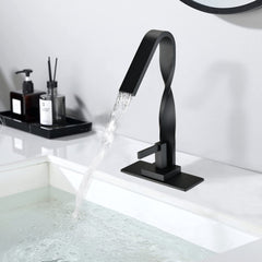 Matte Black Single Hole Bathroom Faucet with Deck plate