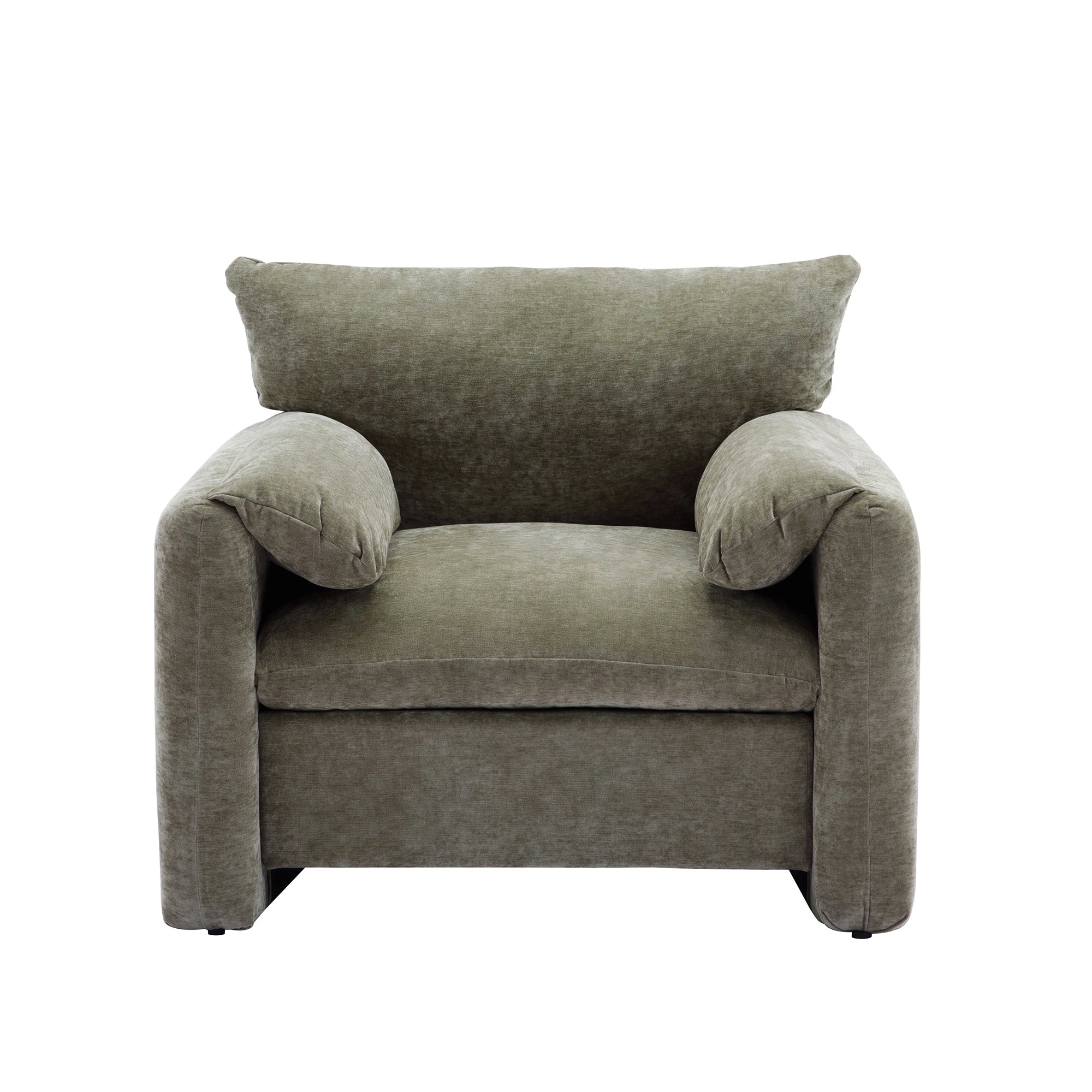 Modern Style Chenille Oversized Armchair - Matcha Green