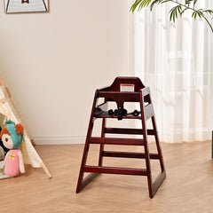 Wooden Double Solid Wood Feeding Baby Chair - Mahogany Finish