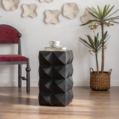 Three-dimensional Embossed Pattern Design Retro Side Table Retro - Black