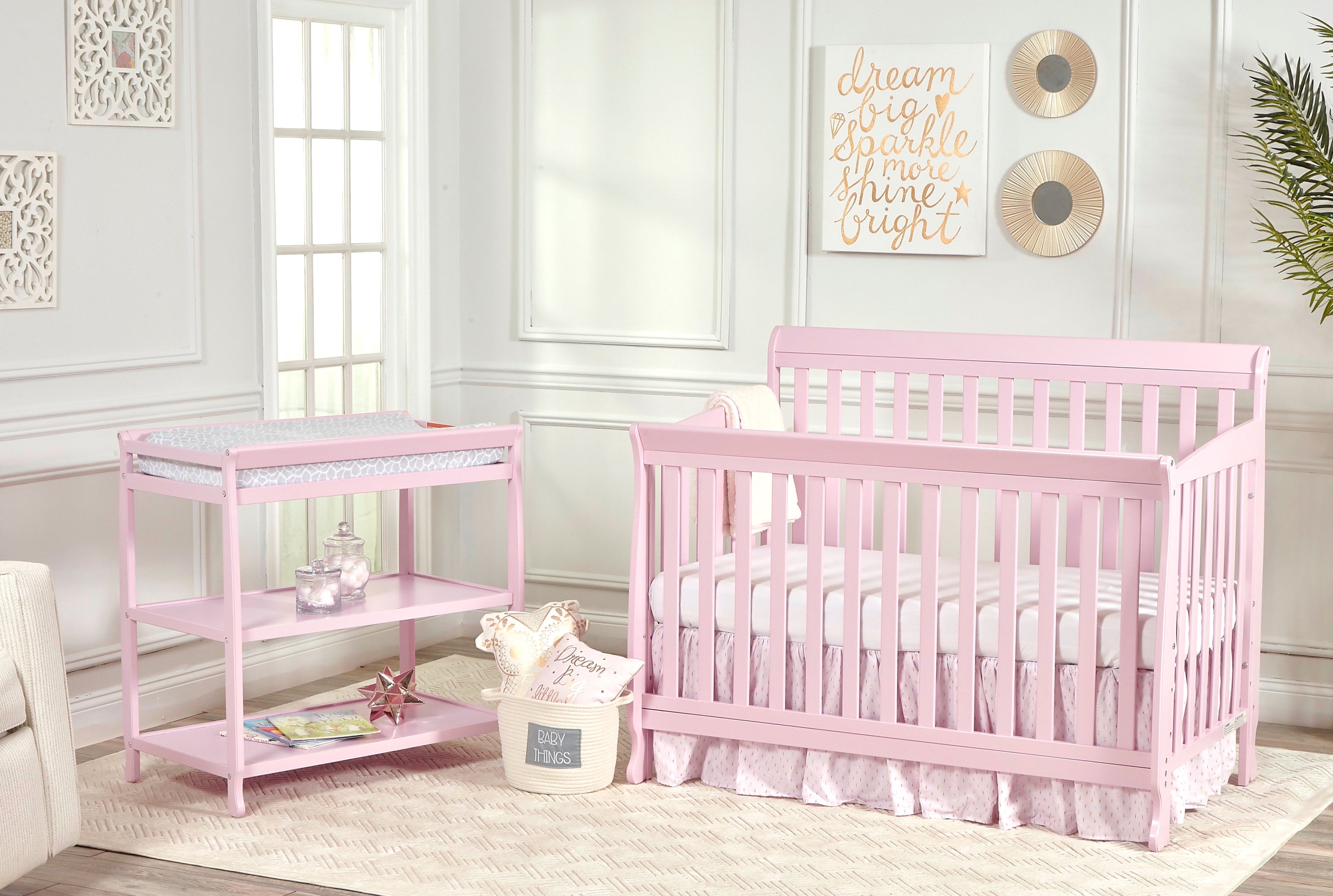 4-in-1 Convertible Crib - Pink