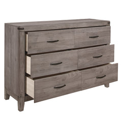 Industrial Design Brownish Gray Finish Dresser of 6 Drawers Premium Melamine Modern Bedroom Furniture 1pc