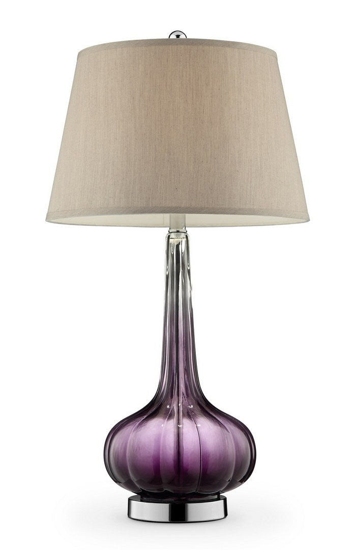 30" Tall Glass Table Lamp "Mulberry" with Purple finish, Fabric Shade