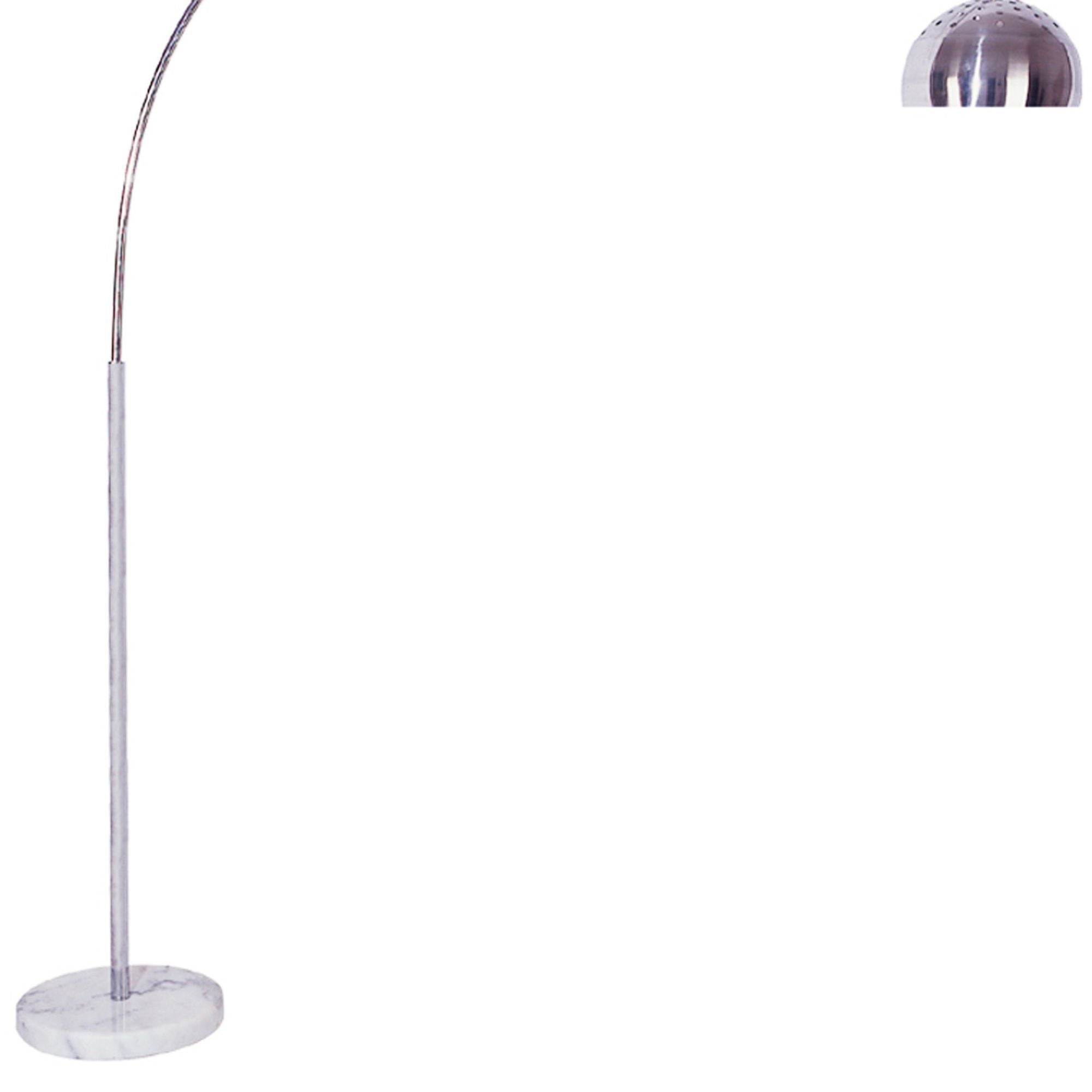 85" Tall Metal Floor Lamp with White Marble Base, Arch Design