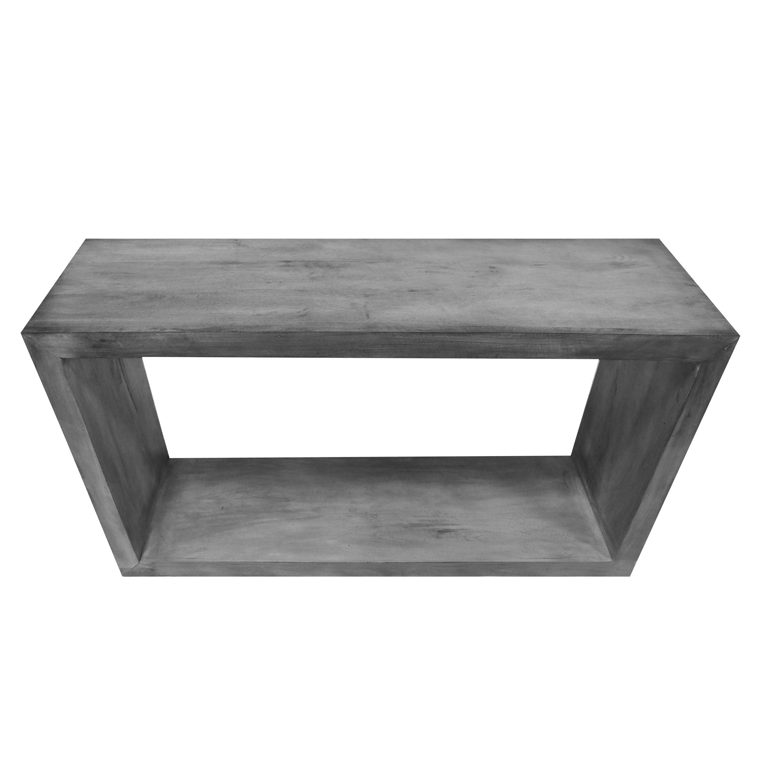 52" Cube Shape Wooden Console Table with Open Bottom Shelf - Charcoal Gray