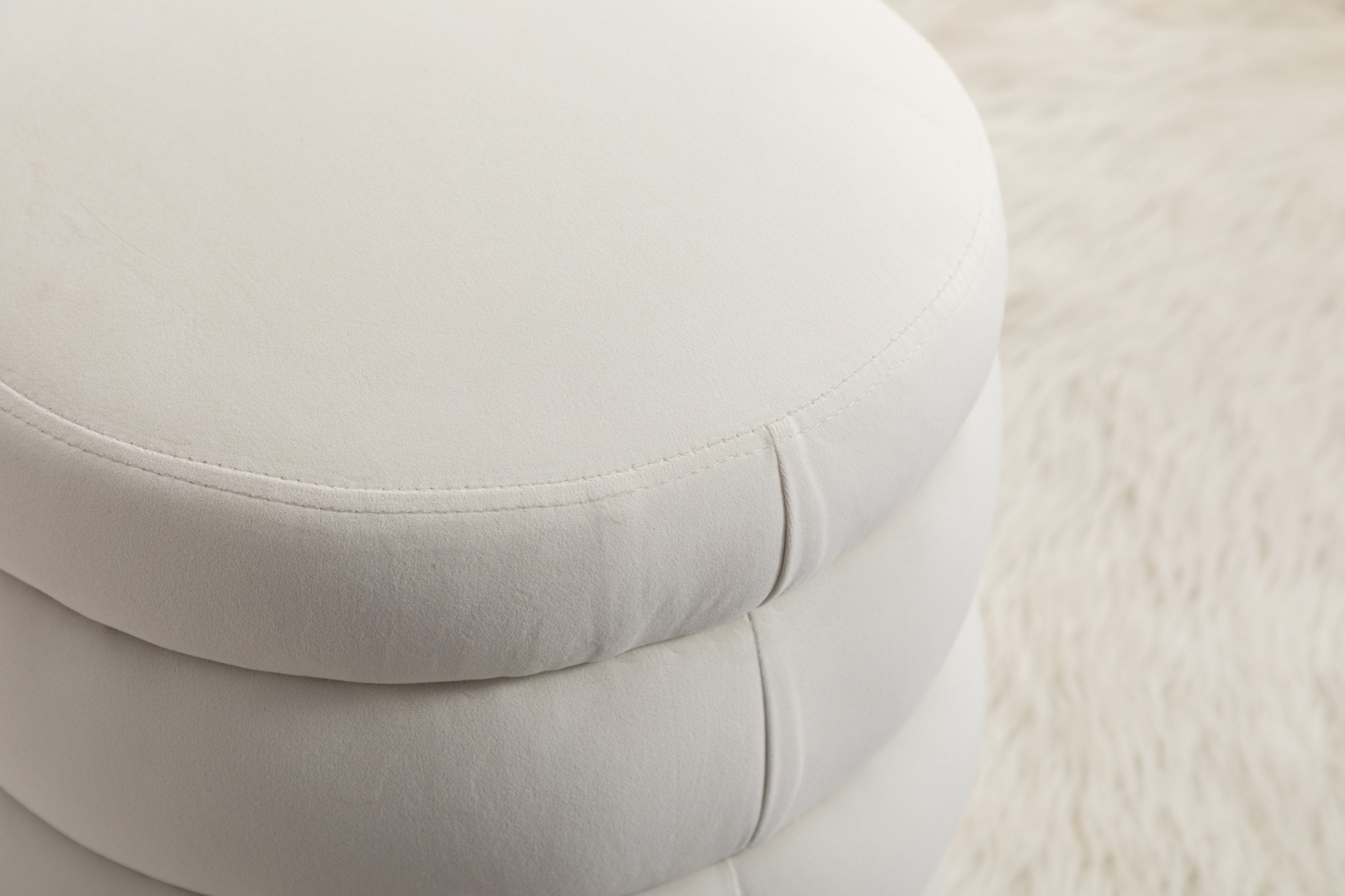 Soft Velvet  Round Ottoman Footrest Stool