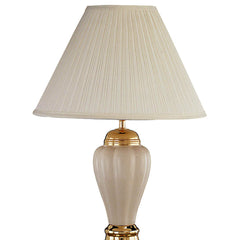 27" Tall Ceramic Table Lamp, Urn-Shaped with Ivory finish - Linen Shade