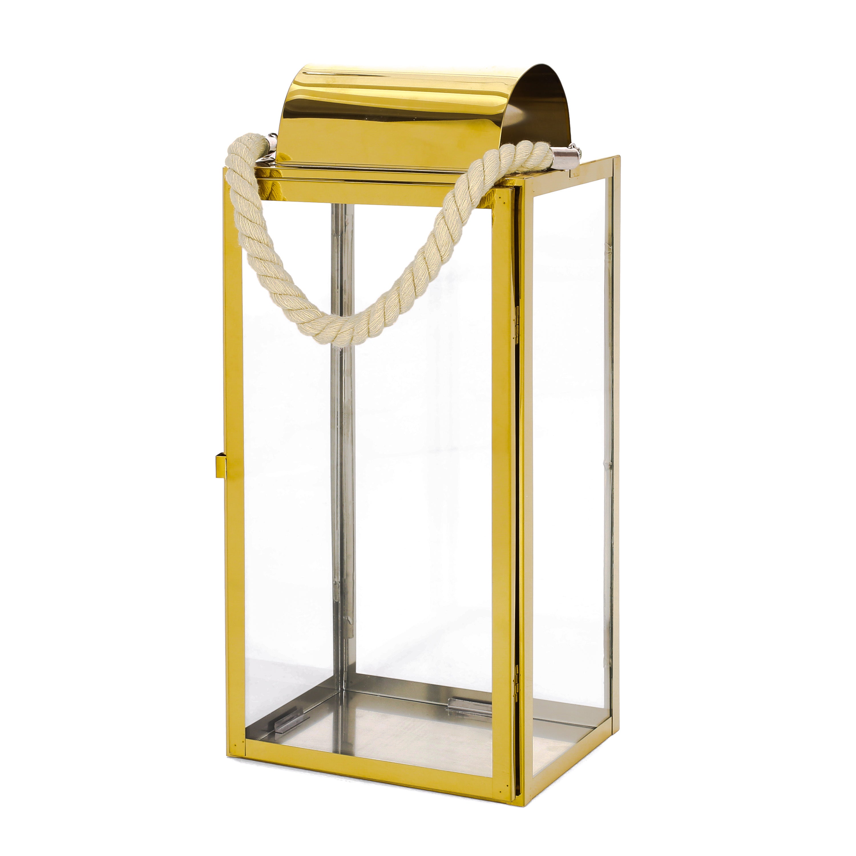 19"H Stainless Steel Lantern - Gold