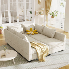 Modern Large U-Shape Modular Sectional Sofa, Convertible Sofa Bed with Reversible Chaise