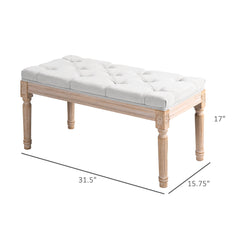 32" End of Bed Bench, Upholstered Bedroom Bench, Cream White