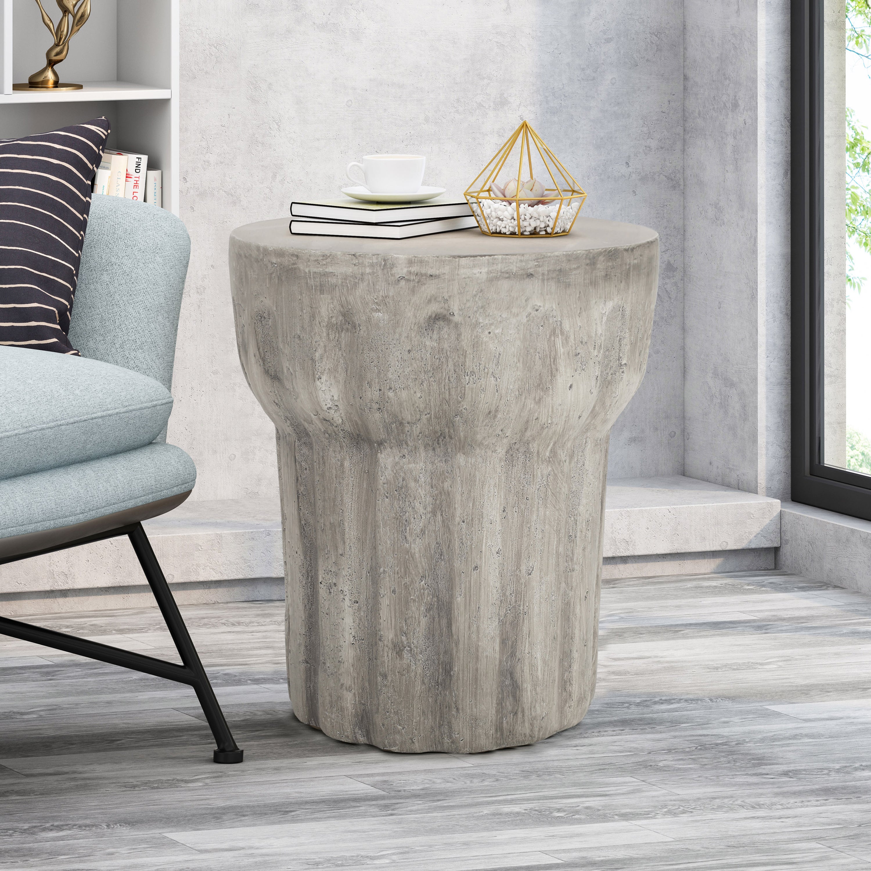 Contemporary Concrete Side Table - Grey