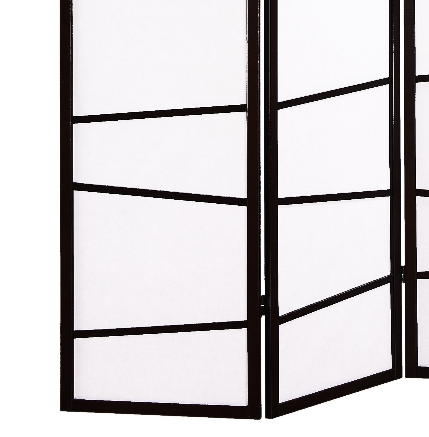 3-Panel Screen Room Divider, Black Wood+Paper