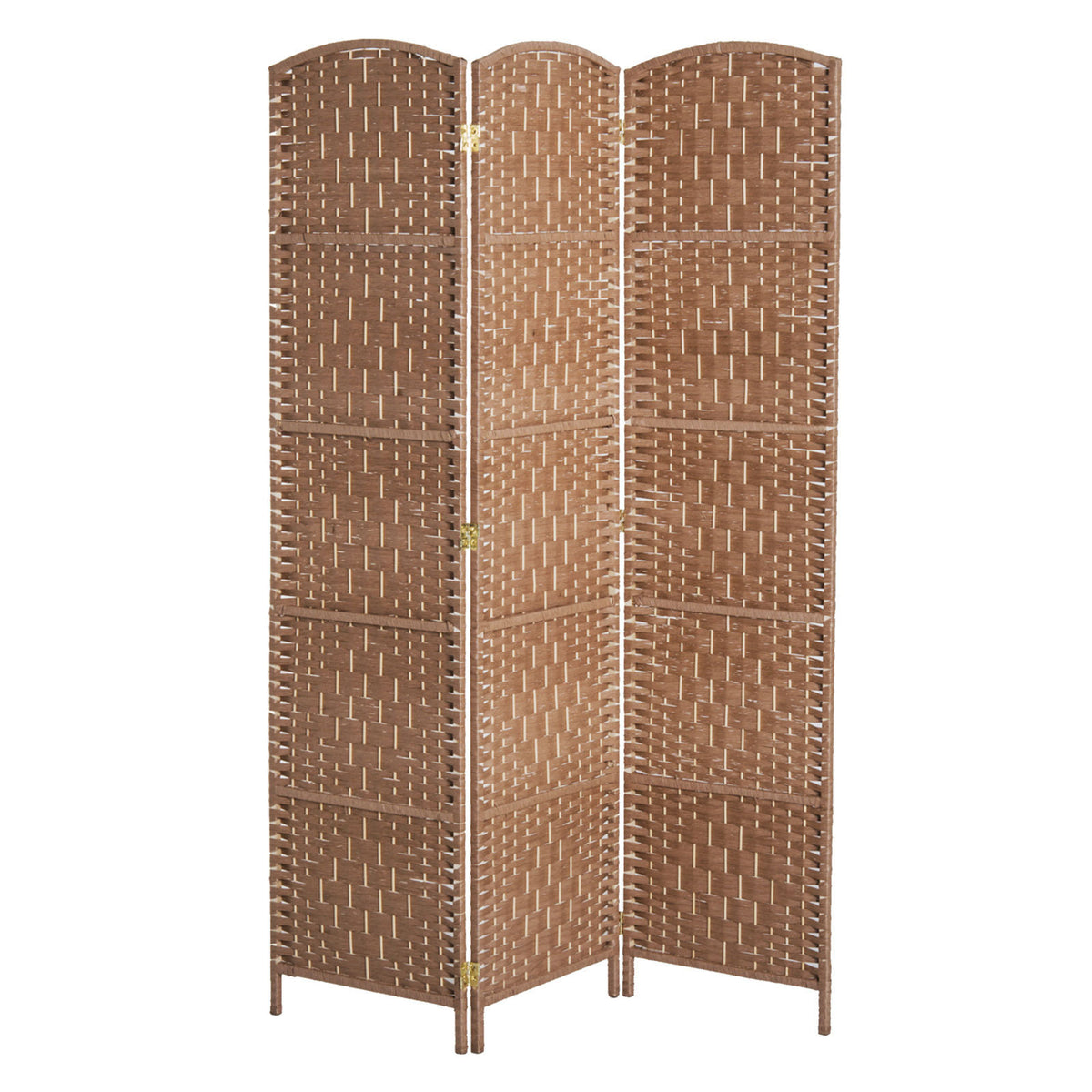 6' Tall Wicker Weave 3 Panel Room Divider Privacy Screen - Natural