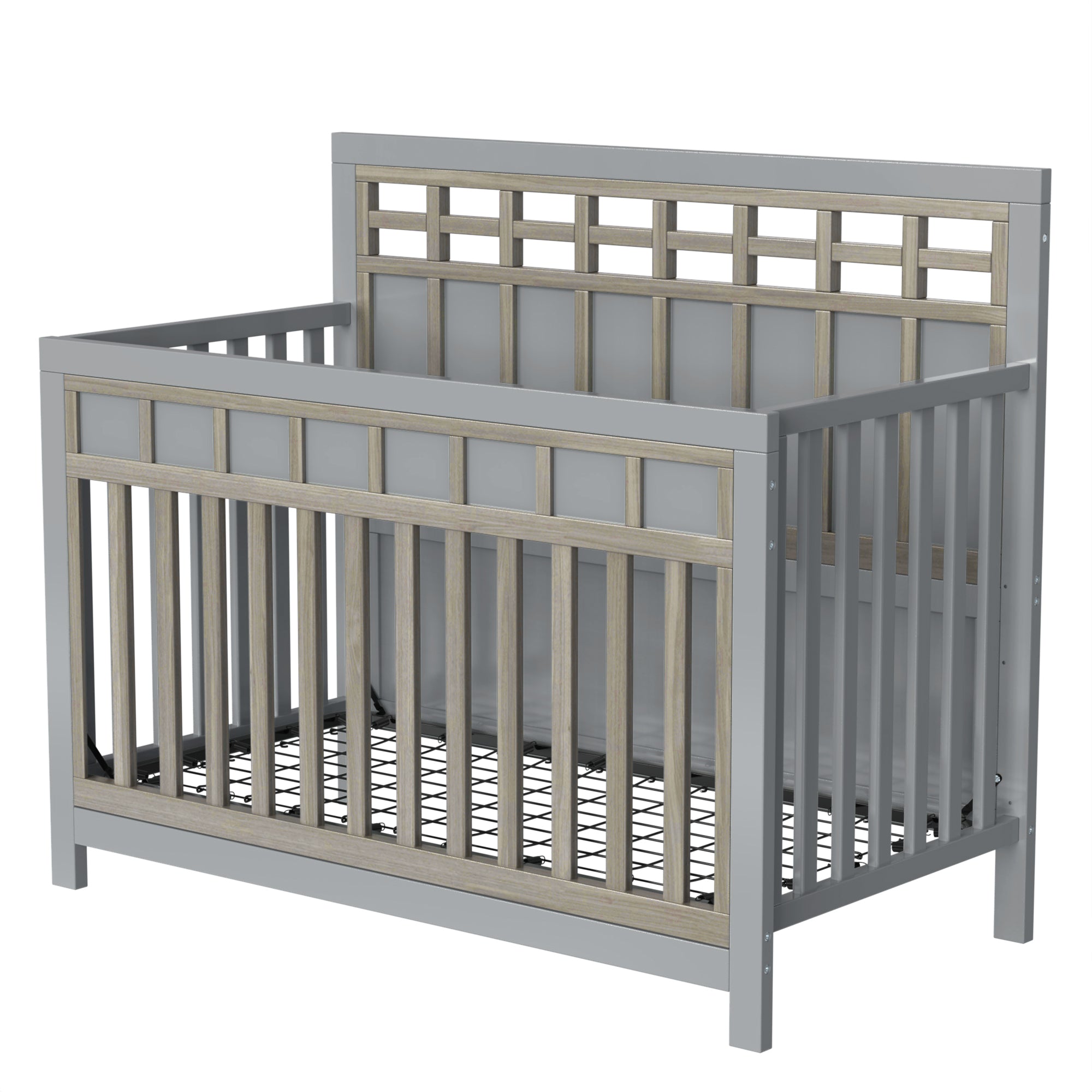 Certified Baby Safe Crib, Pine Solid Wood, Non-Toxic Finish, Gray