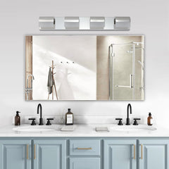 Modern Bathroom Vanity Lighting 4-Light LED Vanity Lights Over Mirror Bath Wall Lighting - Chrome