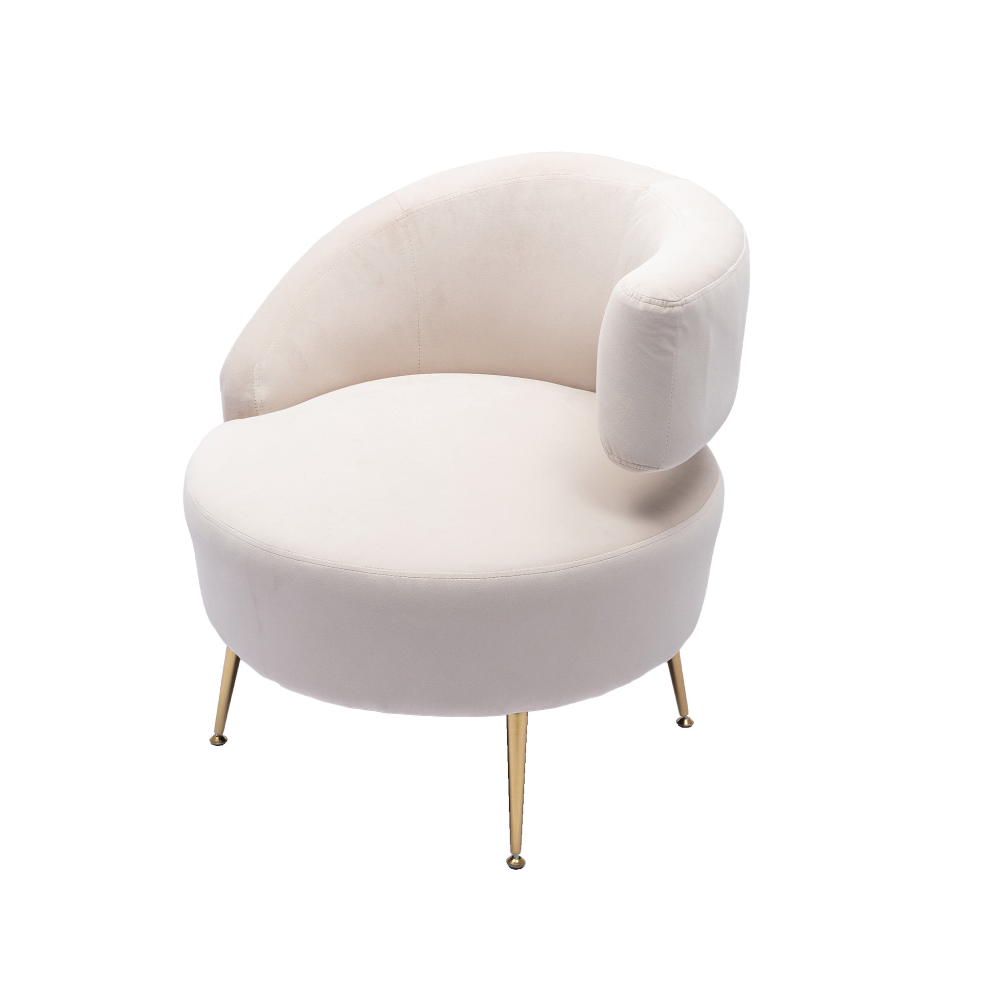 Barell Accent Chair - White with  Golden  feet