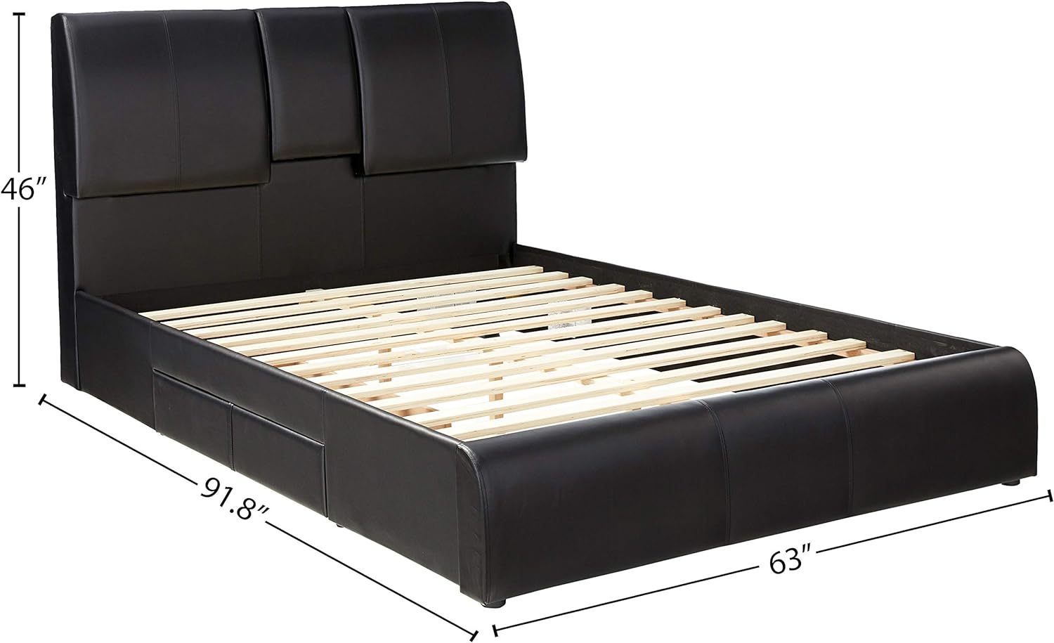 Modern Eastern King Bed - Black PU