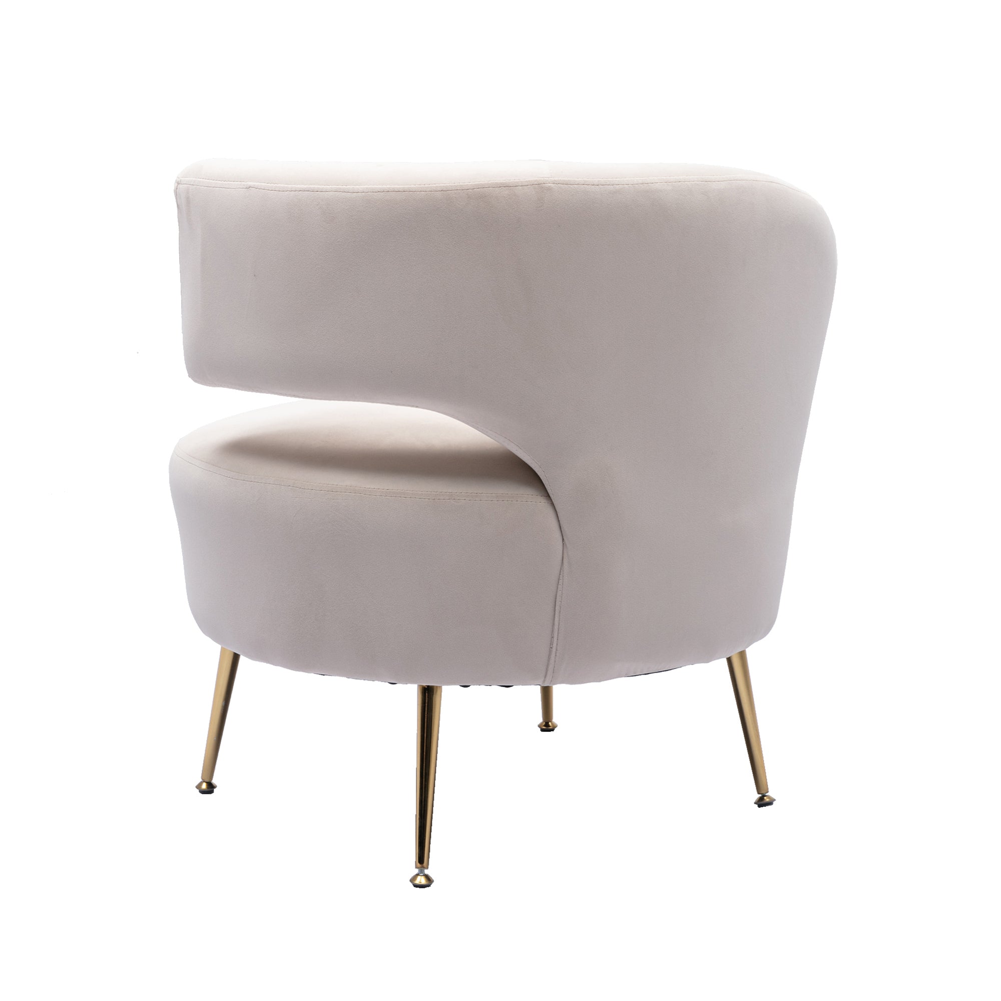 Barell Accent Chair - White with  Golden  feet