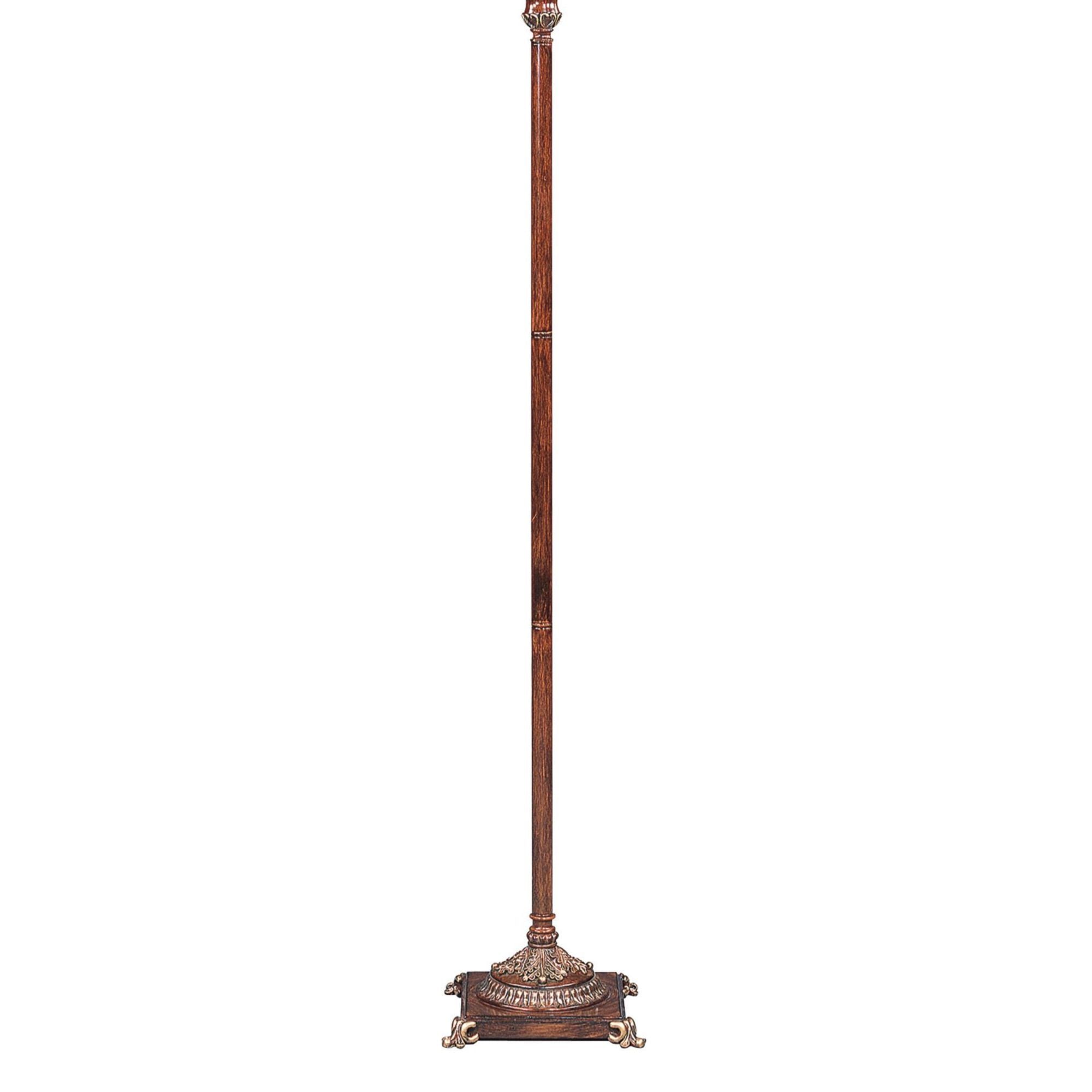 70" Tall Metal Torchiere Floor Lamp with Wooden finish, Glass Shade