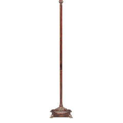 70" Tall Metal Torchiere Floor Lamp with Wooden finish, Glass Shade