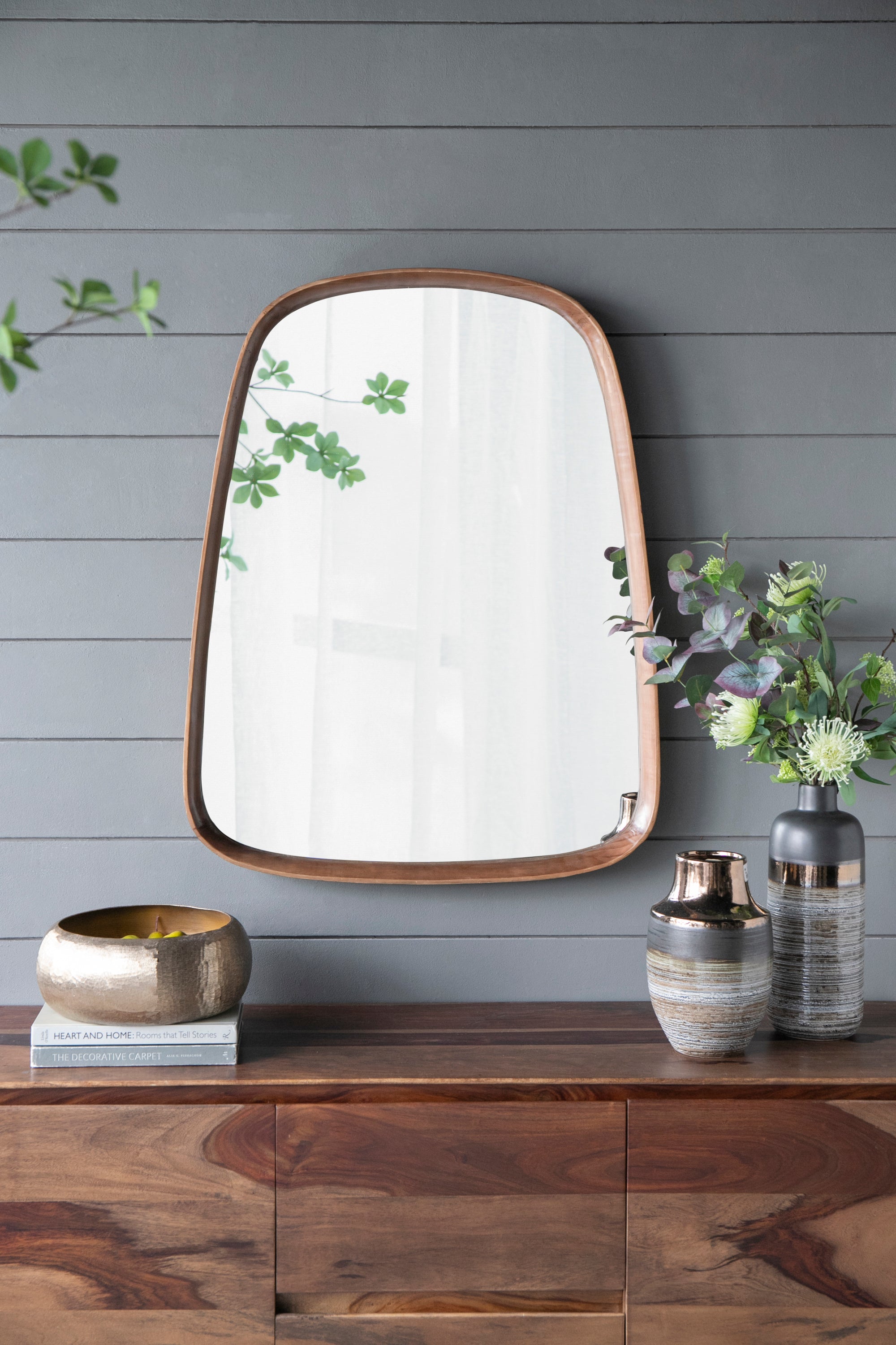 Irregular Mirror with Wood Frame 27"x37"