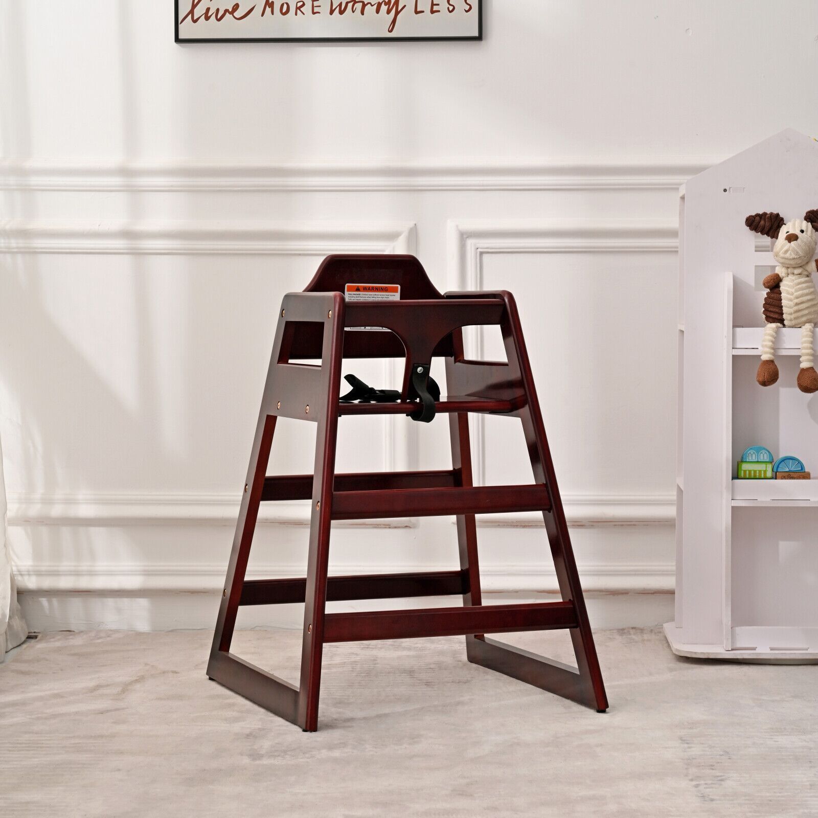 Wooden Double Solid Wood Feeding Baby Chair - Mahogany Finish