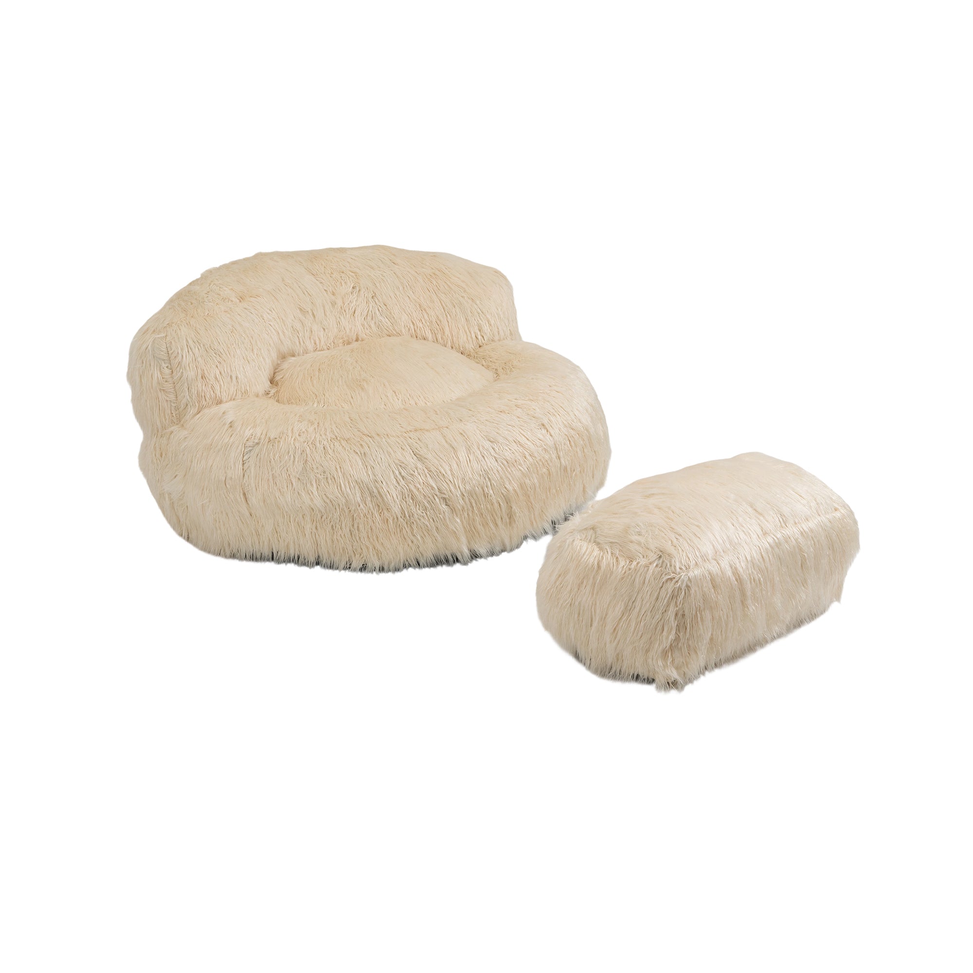 Bean Bag Chair Faux fur Lazy Sofa - Beige