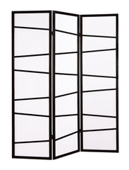 3-Panel Screen Room Divider, Black Wood+Paper