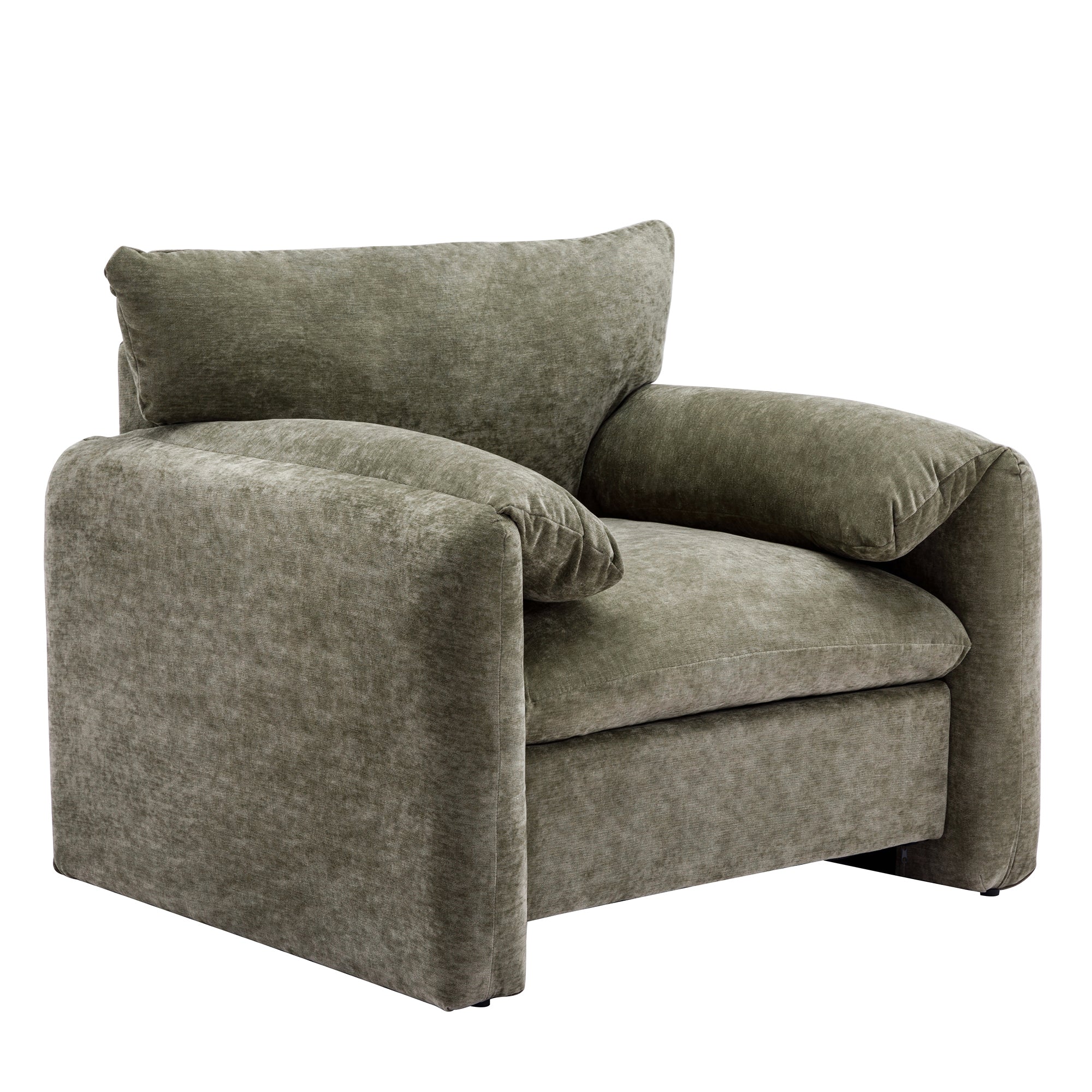 Modern Style Chenille Oversized Armchair - Matcha Green