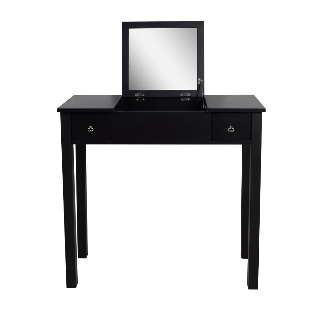 Accent Vanity Table with Flip-Top Mirror and 2 Drawers, Jewelry Storage for Women Dressing,Black Finish