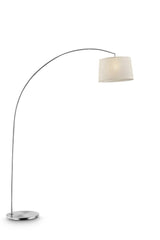 84.5" Tall Metal Arch Floor Lamp "Oma" with Silver finish - Ivory Fabric Shade