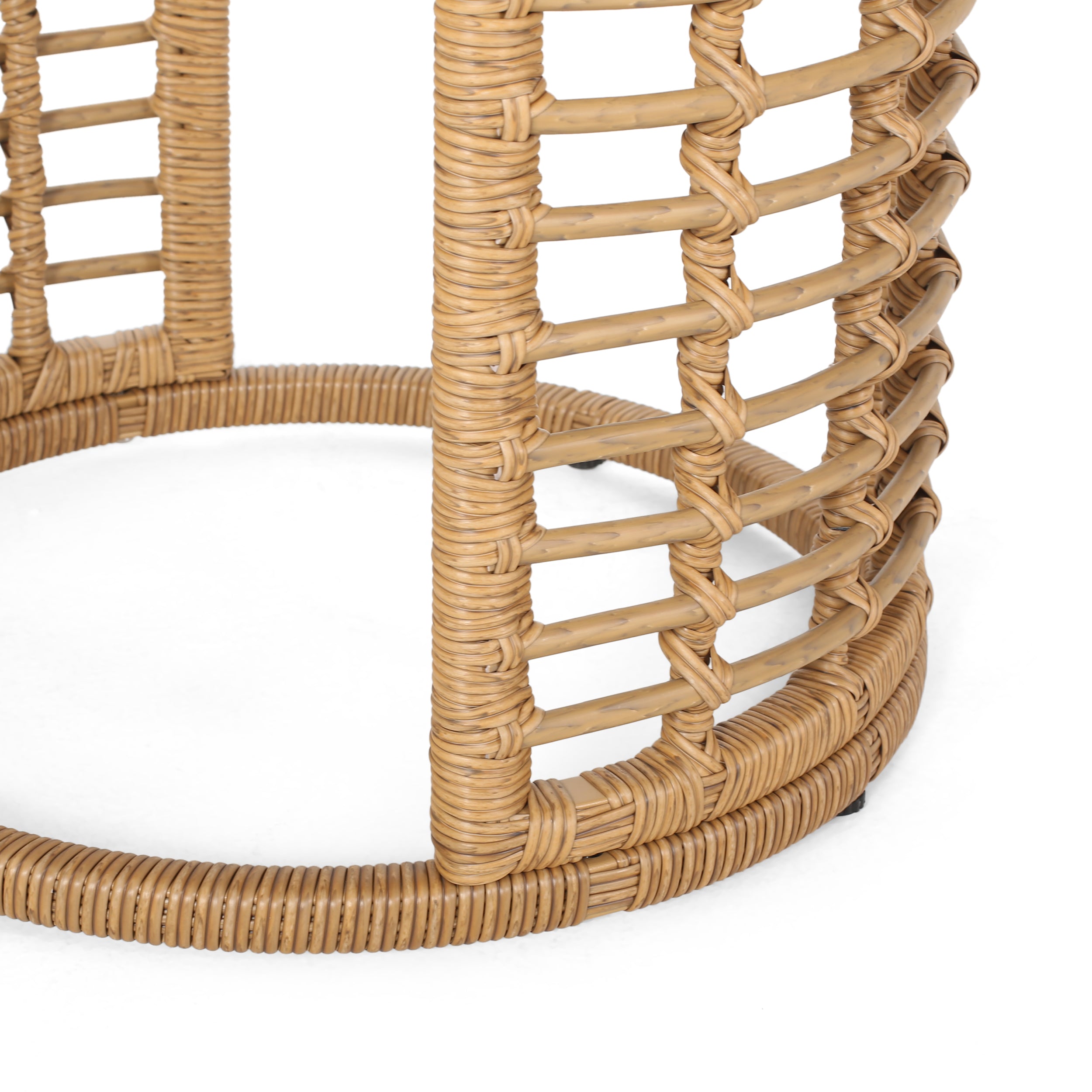 Modern Boho Rattan Side Table - Light Brown