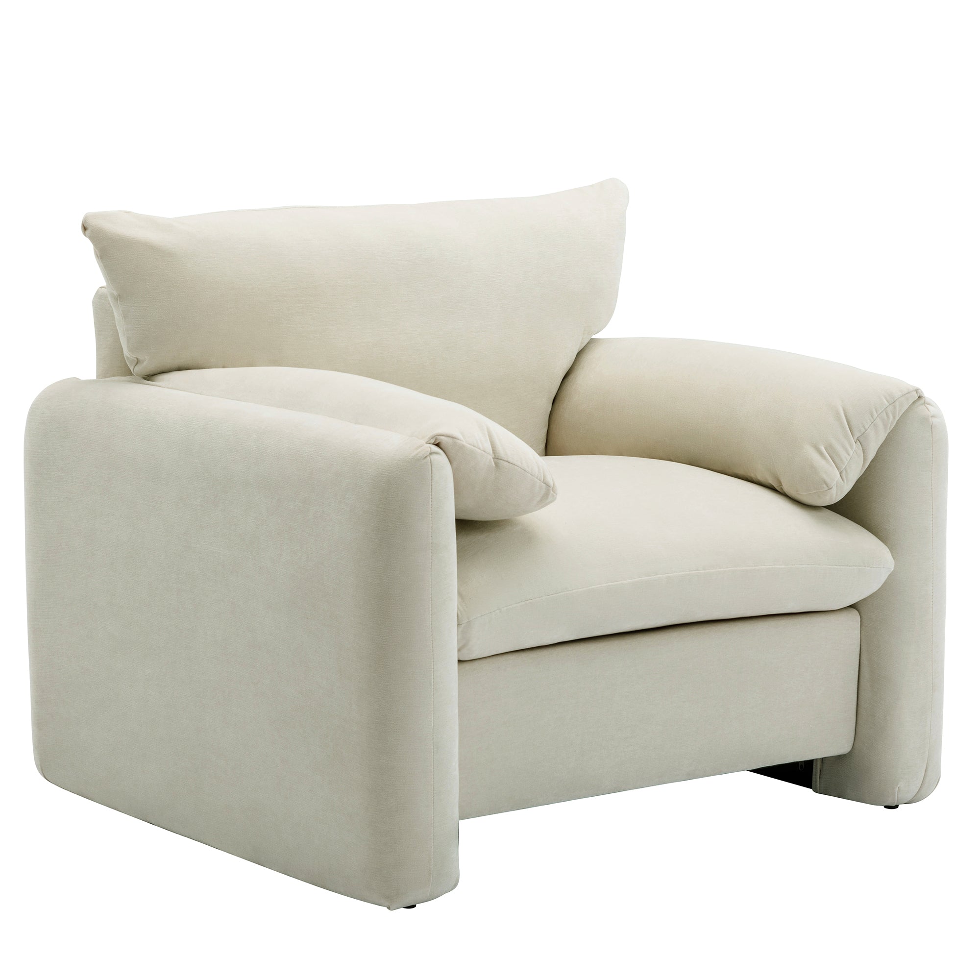 Modern Style Chenille Oversized Armchair Accent Chair - Cream