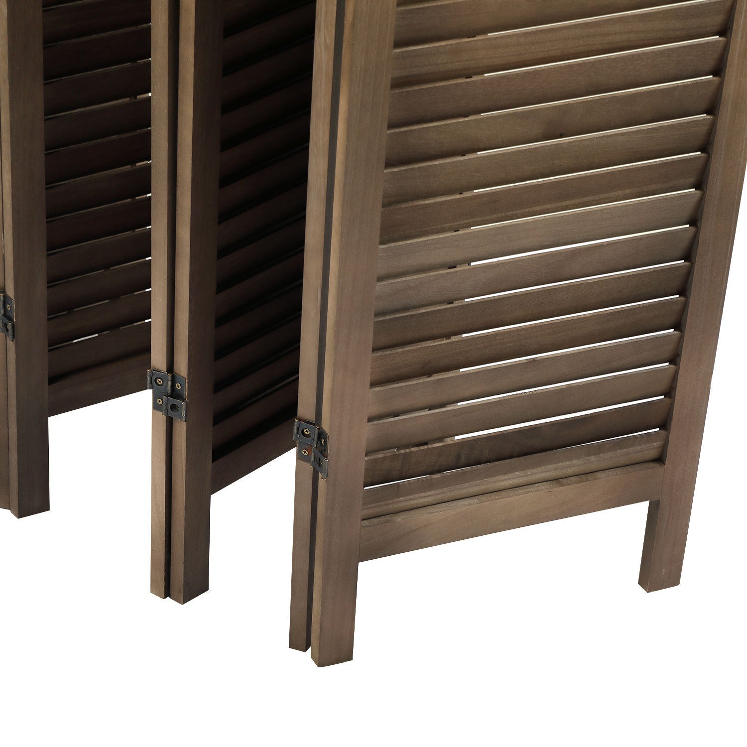 8 Panel Screen Folding Louvered Room Divider - Brown