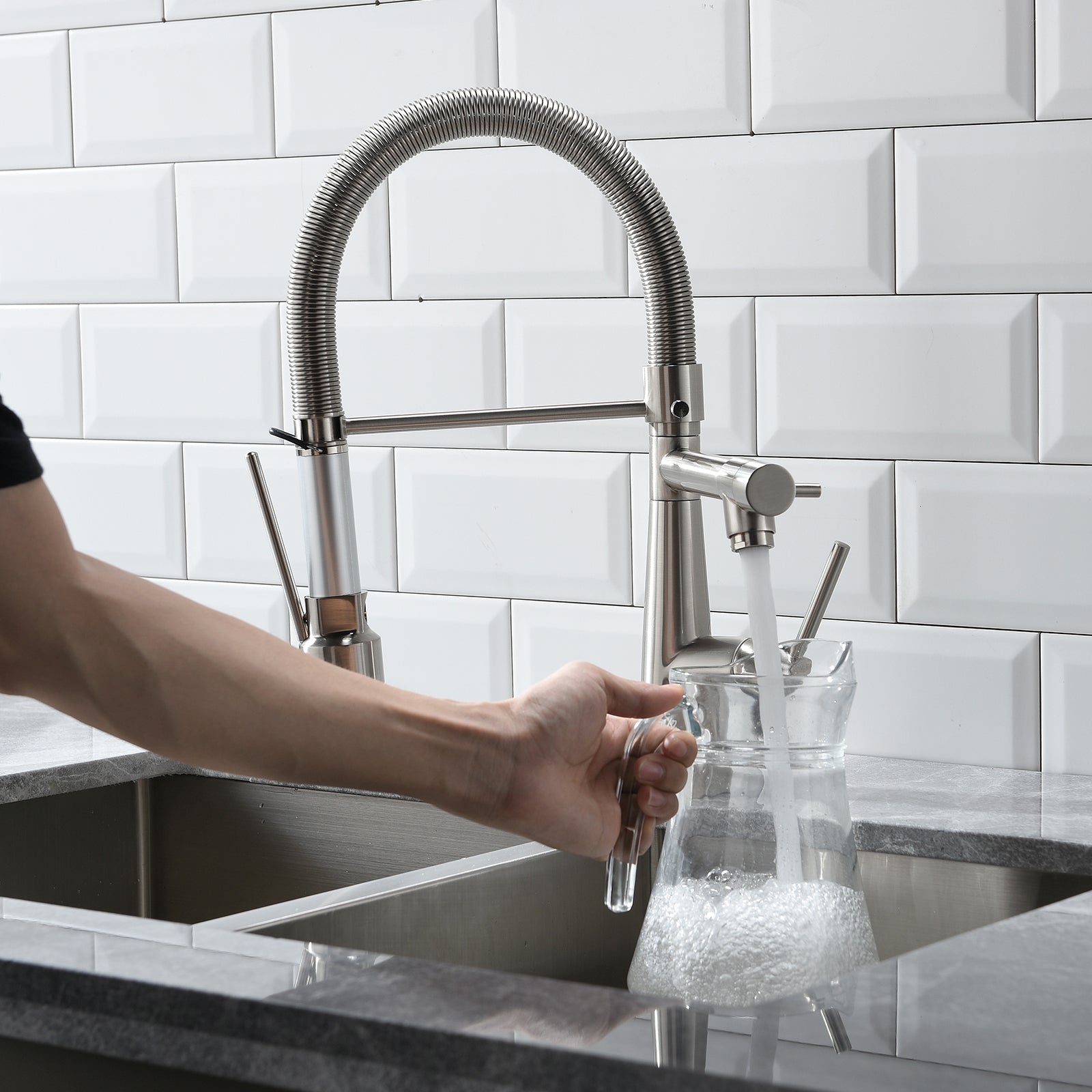 Kitchen Faucet with Pull Down Sprayer Brushed Nickel Stainless Steel