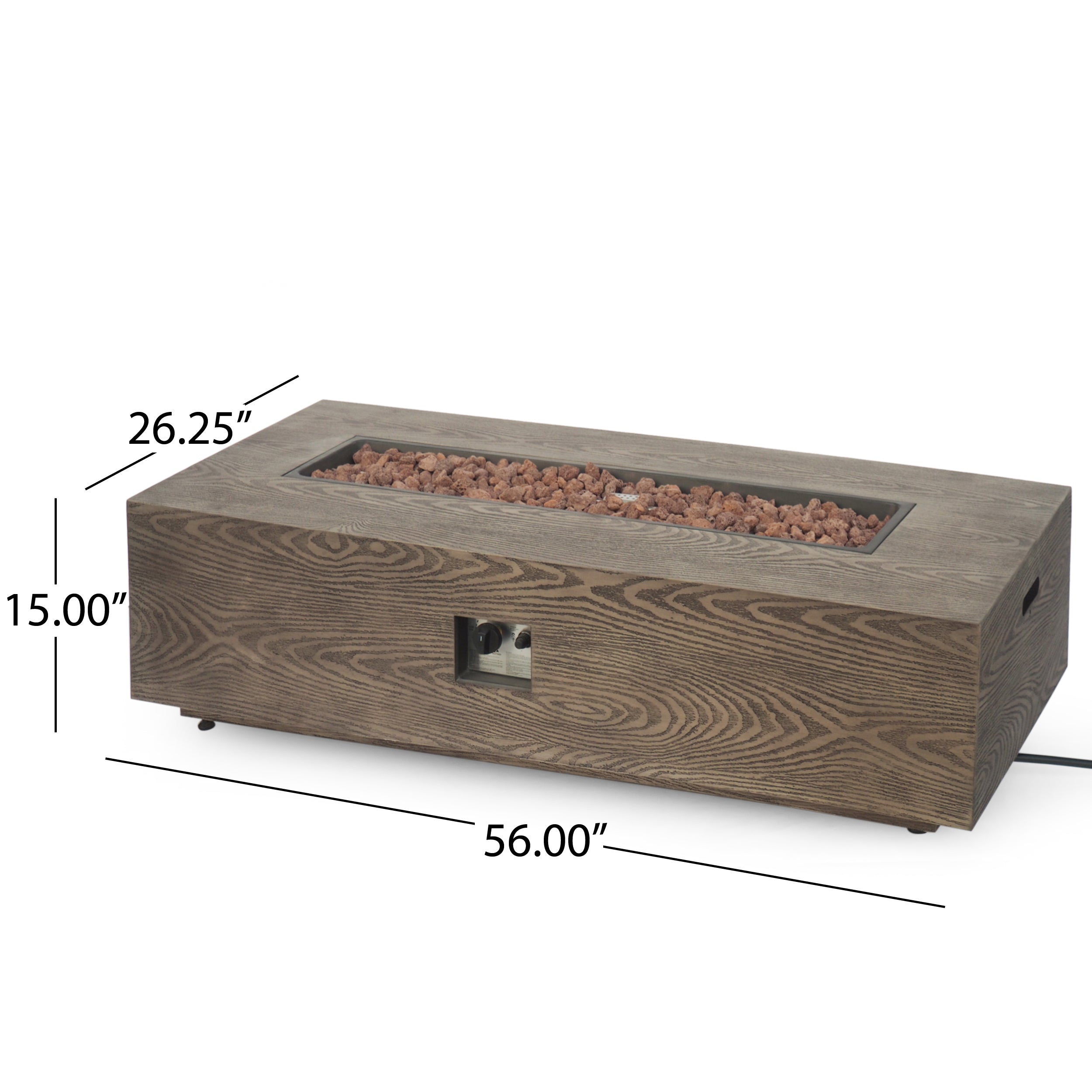 Rectangle Iron Fire Pit - 50,000 BTU Tank outside